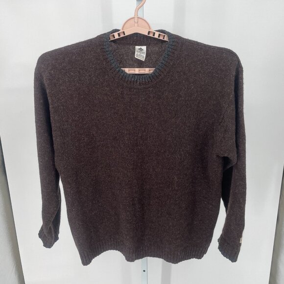 VTG Columbia Mens Shetland Wool Sweater Sz XL Brown Knit Pullover Crew Neck - Picture 1 of 10